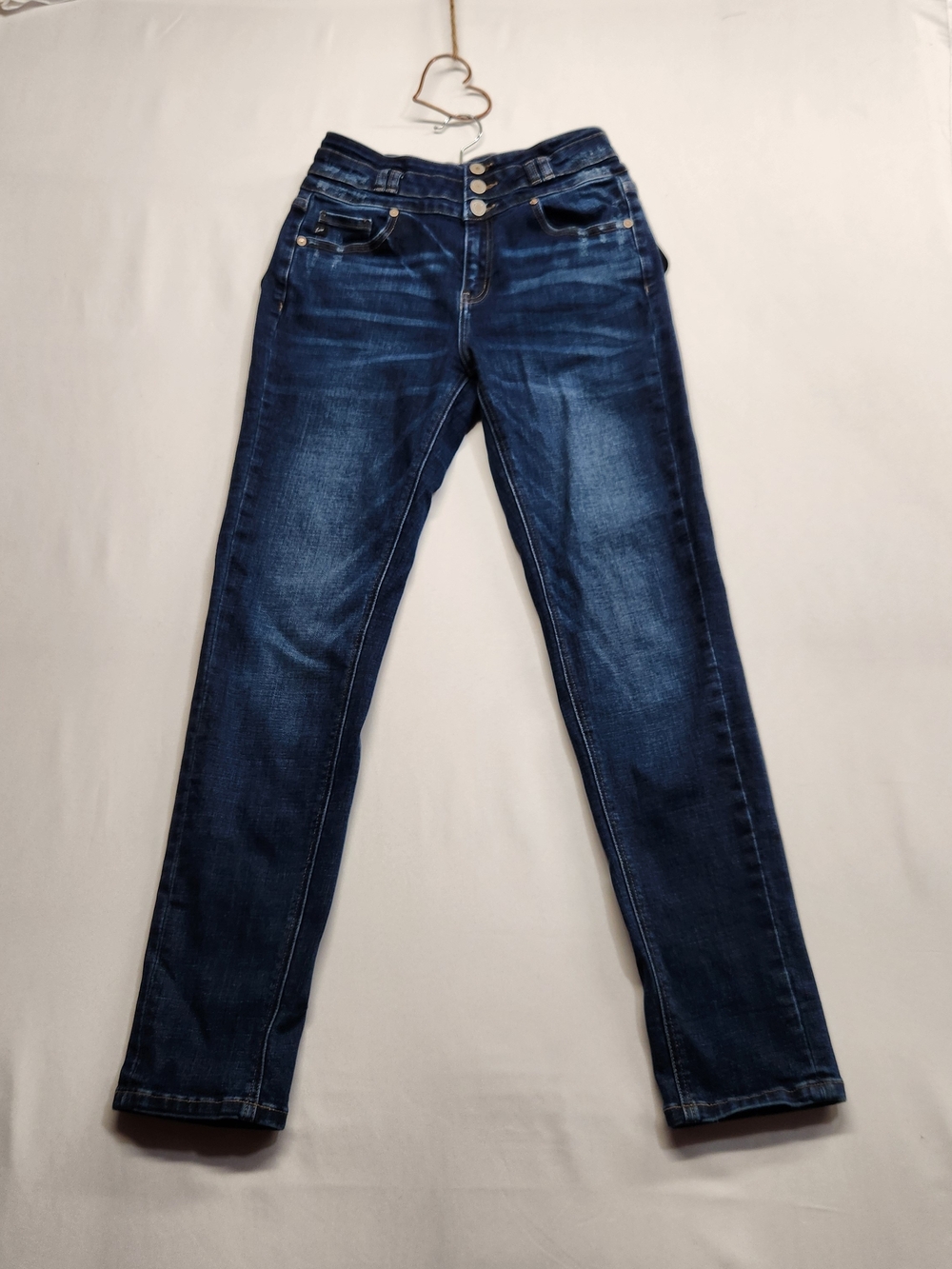 ⭐️KanCan High Rise Multi Button Fly Skinny Jeans Dark Wash Distressed 5/26